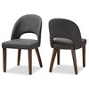 Baxton Studio Wesley Dark Grey Upholstered Walnut Finished Wood Dining Chair, PK2 144-7944